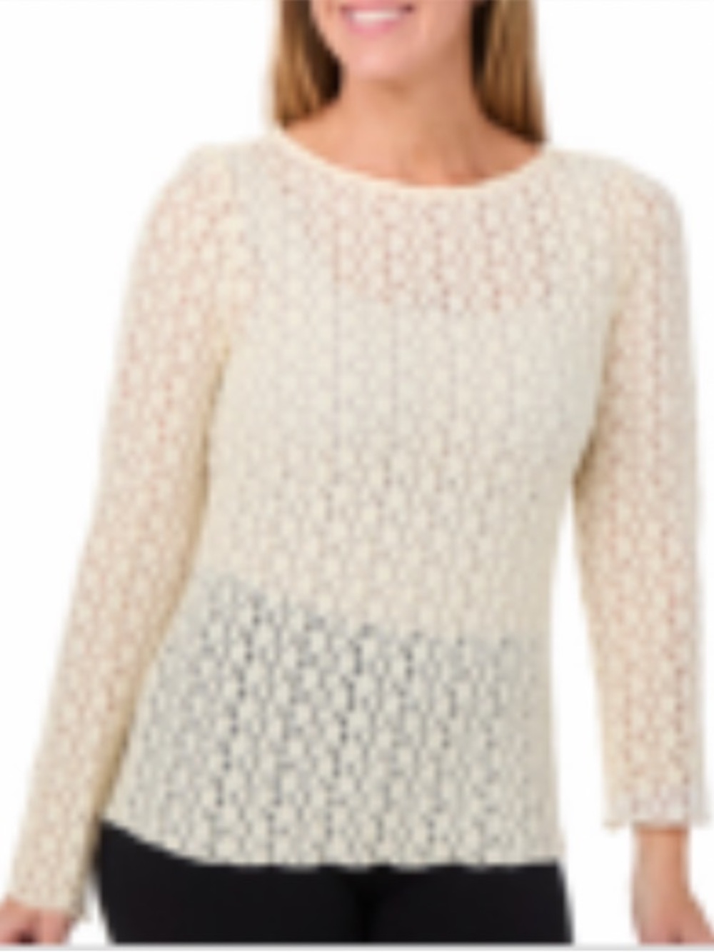 NWT Bonulu Light Cream Floral Lace Women's Top Size S